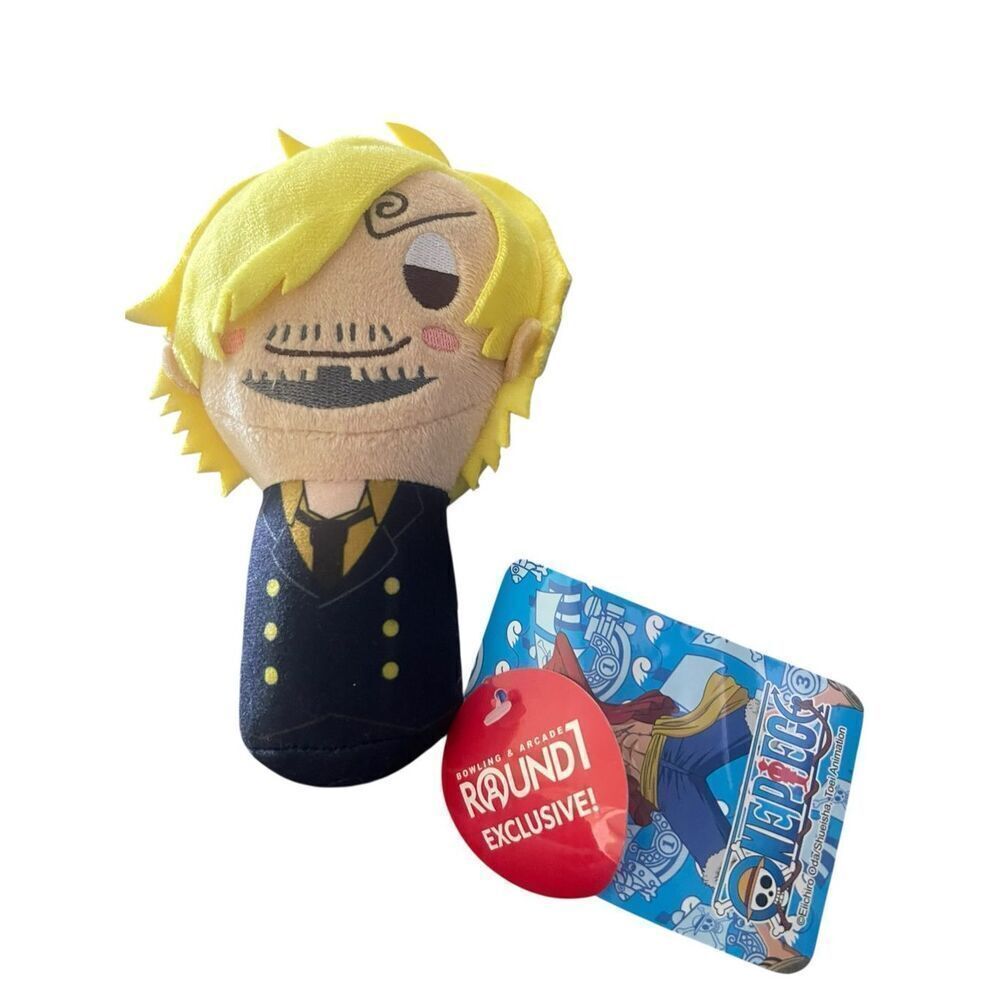 New One Piece Blue Yellow Round 1 Exclusive Kokeshi Plush Doll Luffy Zoro 6"